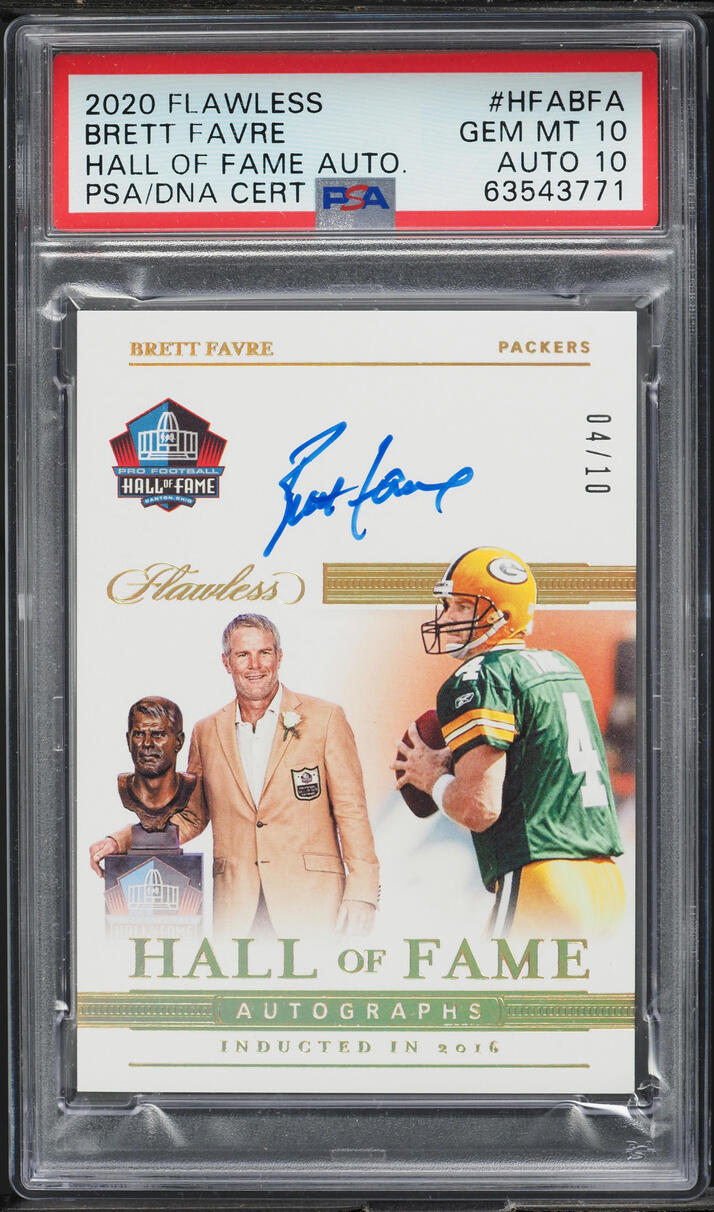 2020 Panini Flawless Hall Of Fame Brett Favre AUTO DNA 10 JRSY #4/10 PSA 10 GEM