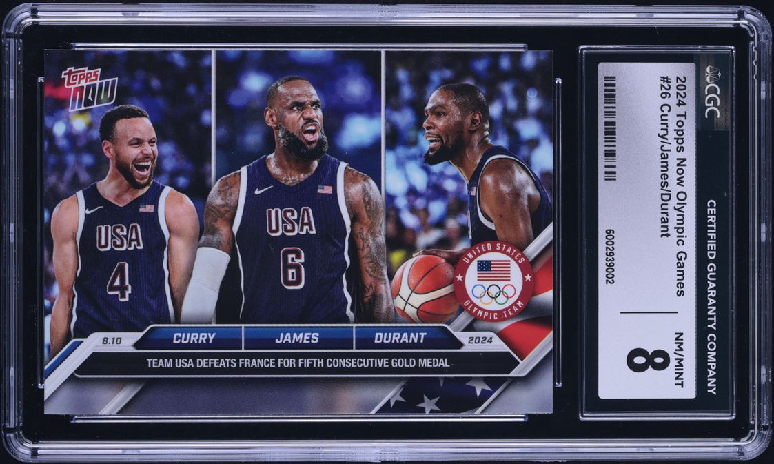 2024 Topps Now Olympic Games Stephen Curry LeBron James Durant #26 CGC 8 NM-MT