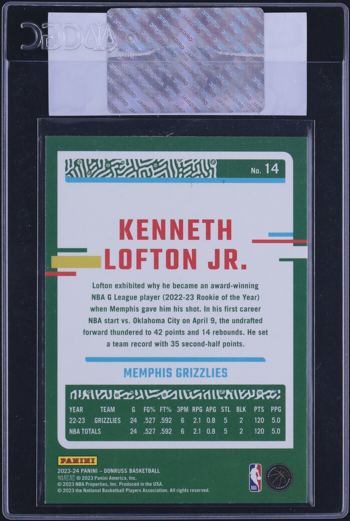 2023 Donruss Holo Red & Gold Laser Kenneth Lofton Jr. #14 CGC AUTH