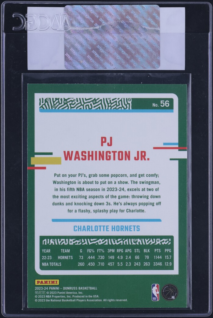 2023 Donruss Holo Red & Gold Laser PJ Washington Jr. #56 CGC AUTH