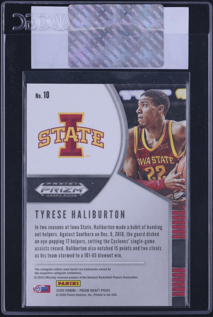 2020 Panini Prizm Draft Picks Tyrese Haliburton ROOKIE #10 CGC AUTH