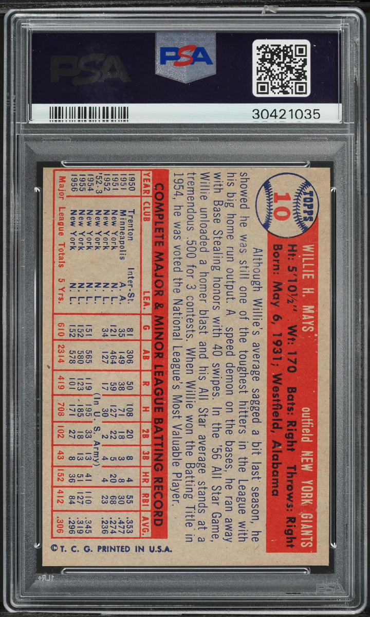 1957 Topps Willie Mays #10 PSA 8 NM-MT
