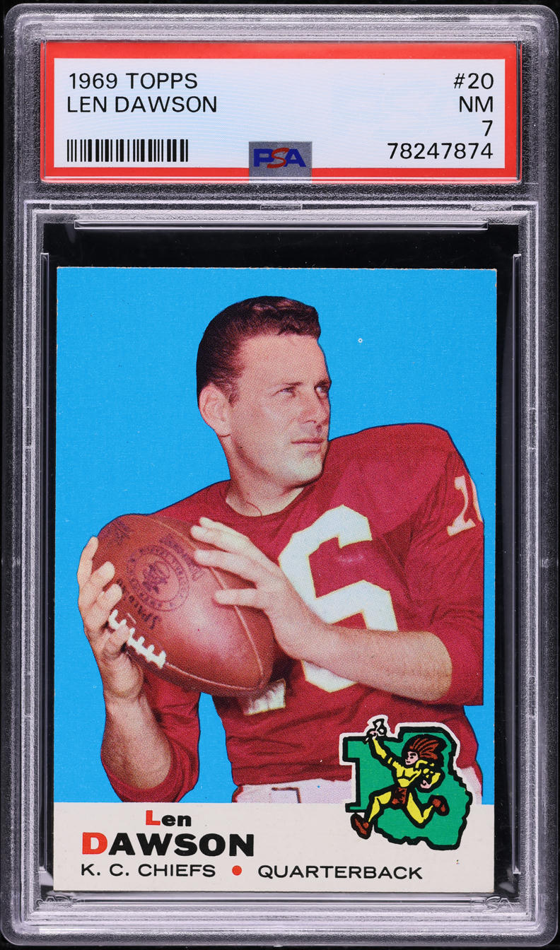 1969 Topps Football Len Dawson #20 PSA 7 NRMT