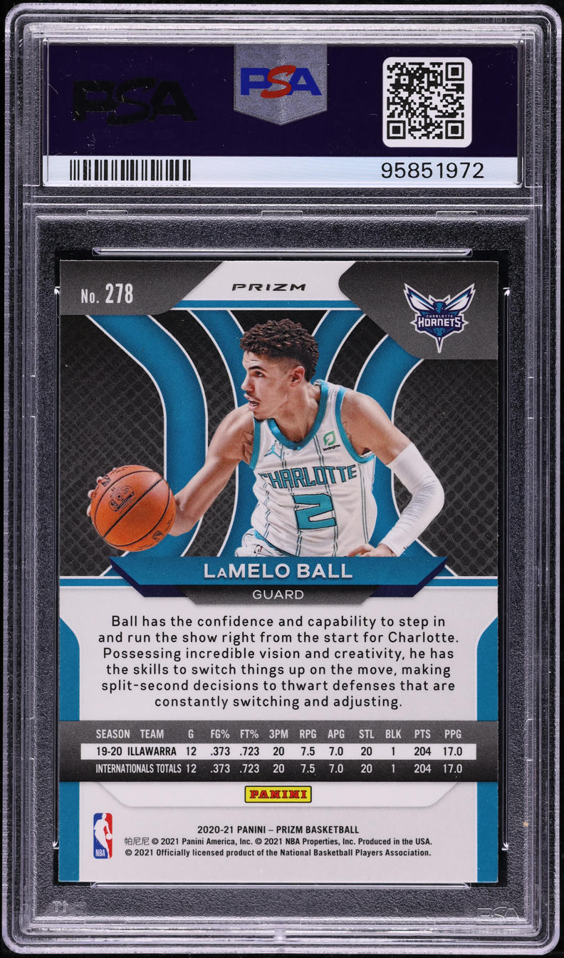 2020 Panini Prizm Silver LaMelo Ball ROOKIE #278 PSA 10 GEM MINT