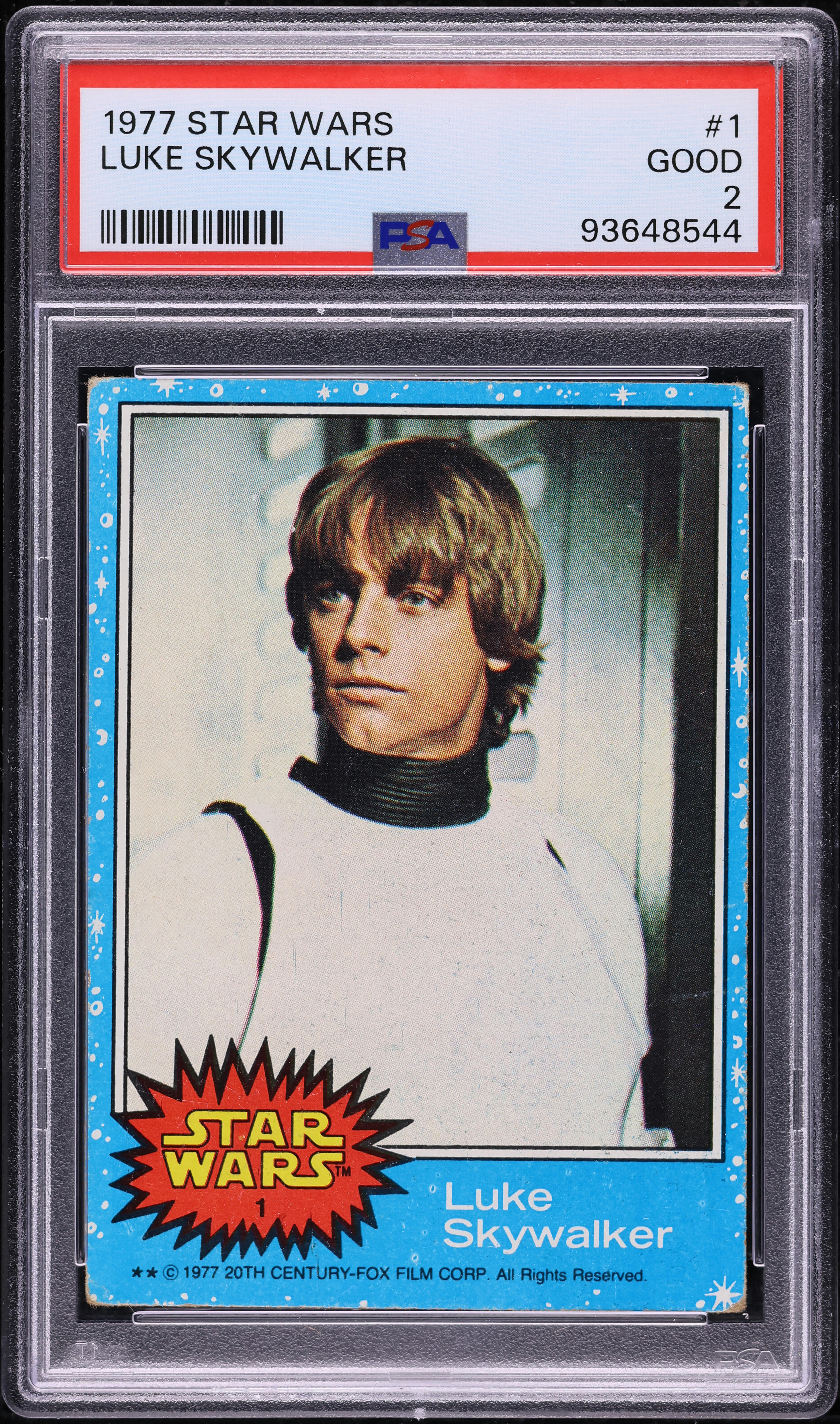 1977 Topps Star Wars Luke Skywalker #1 PSA 2 GD on Fanatics Collect