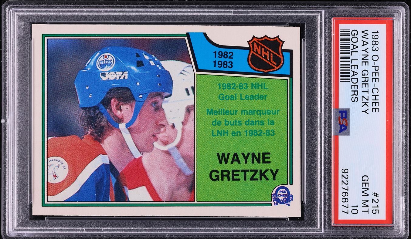1983 O-Pee-Chee Hockey Wayne Gretzky GOALS LDRS #215 PSA 10 GEM MINT
