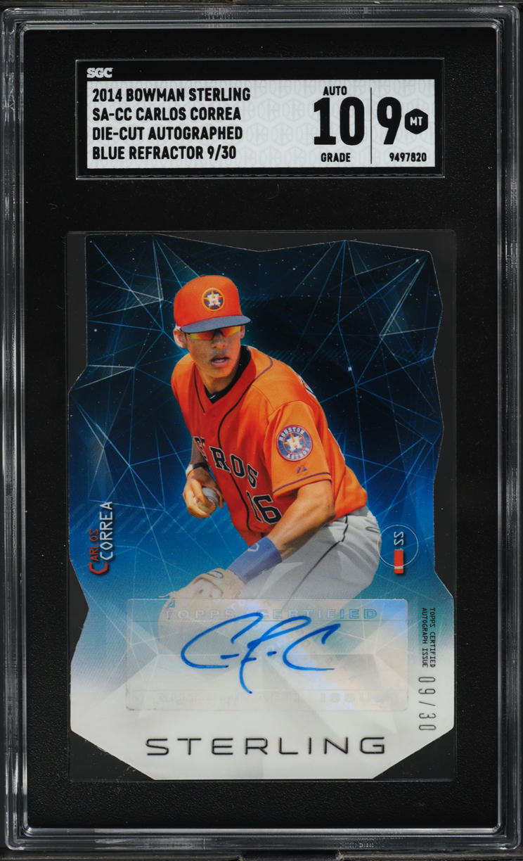 2014 Bowman Sterling Blue Ref Die-Cut Carlos Correa PROSPECT AUTO /30 SGC 9 MINT