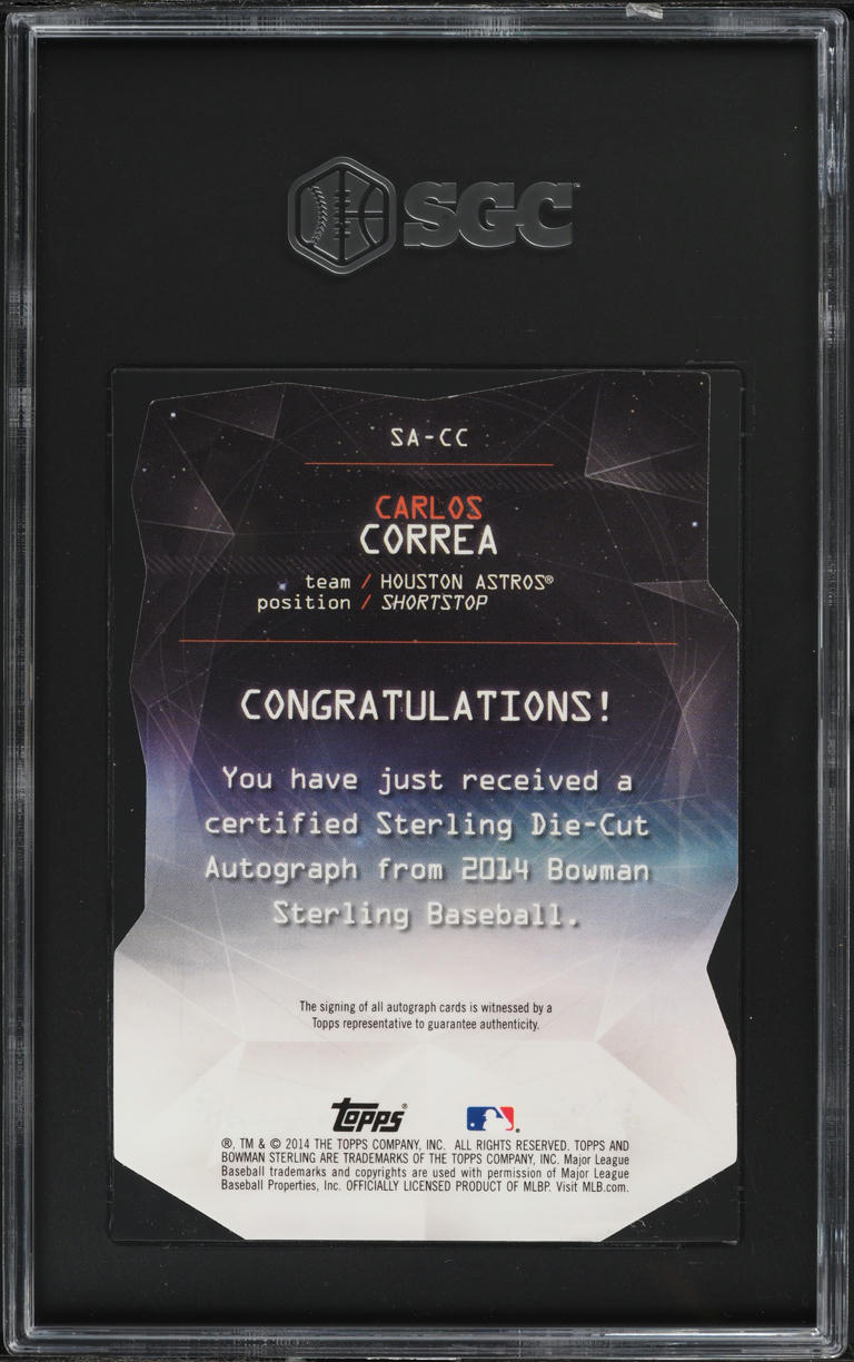 2014 Bowman Sterling Blue Ref Die-Cut Carlos Correa PROSPECT AUTO /30 SGC 9 MINT