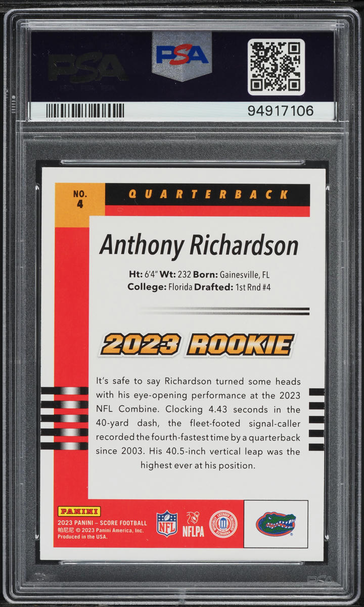 2023 Score '03 Throwback Anthony Richardson ROOKIE #4 PSA 5 EX