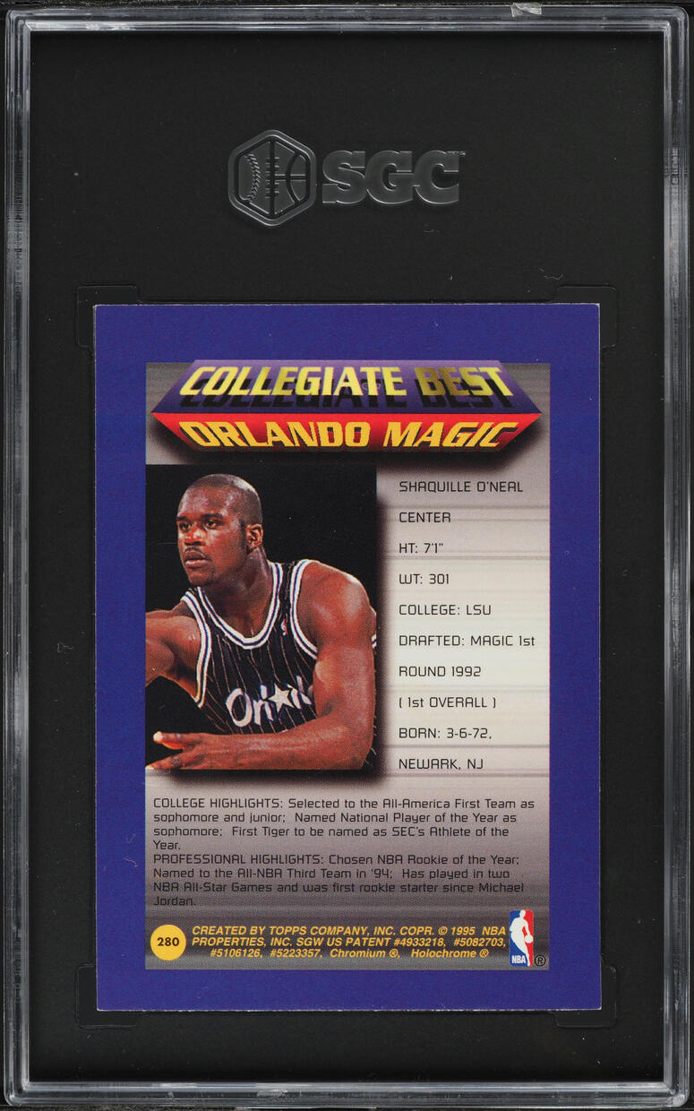 1994 Finest Collegiate Best w/ Coating Shaquille O'Neal #280 SGC 7 NRMT