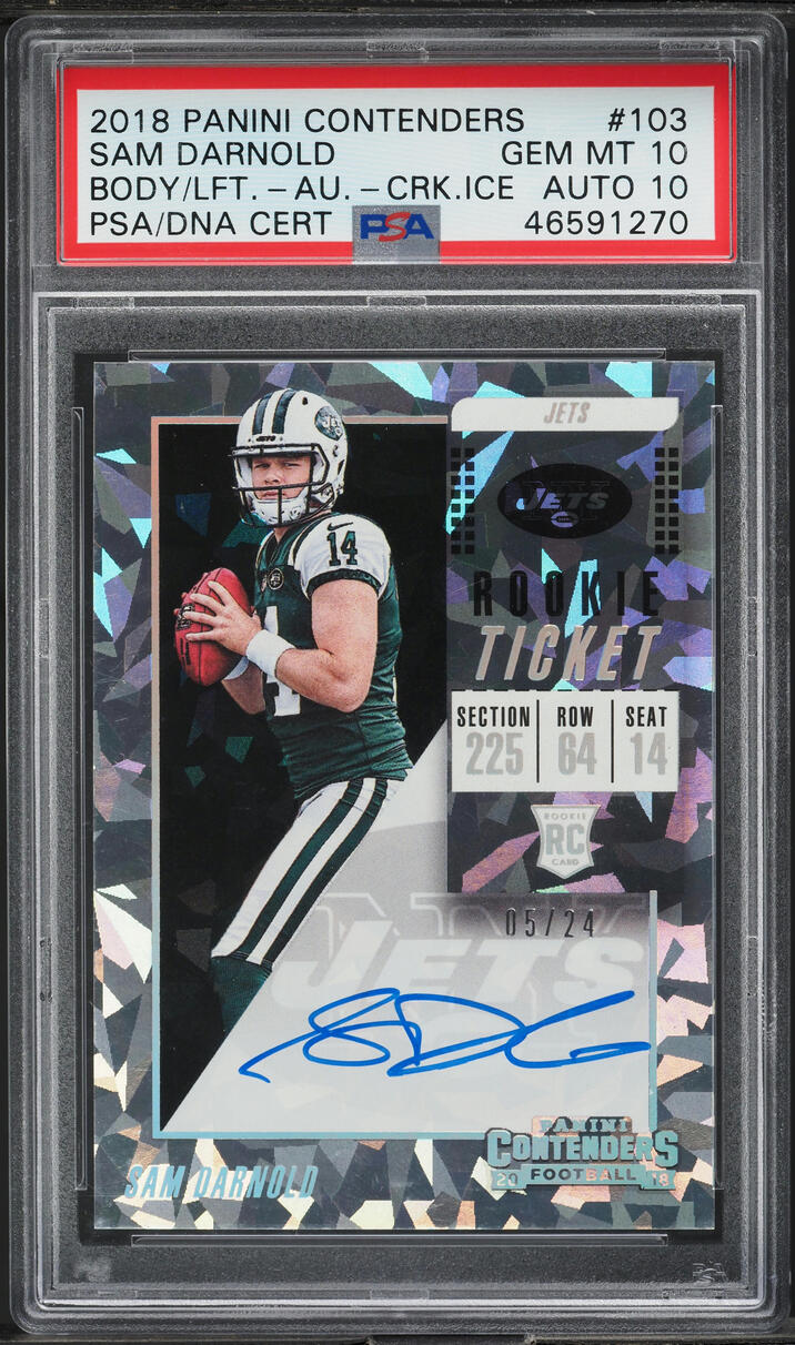 2018 Panini Contenders Cracked Ice Sam Darnold ROOKIE AUTO DNA 10 /24 PSA 10 GEM
