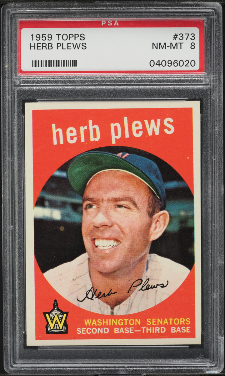 1959 Topps Herb Plews #373 PSA 8 NM-MT