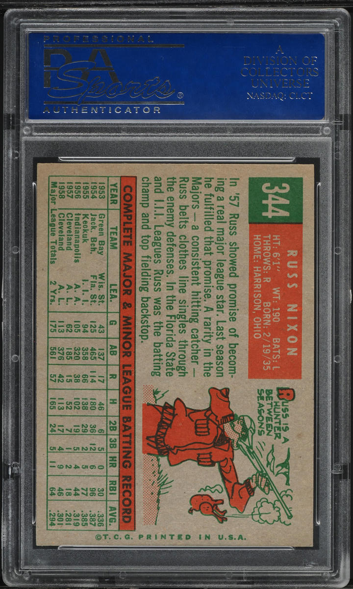 1959 Topps Russ Nixon #344 PSA 8 NM-MT