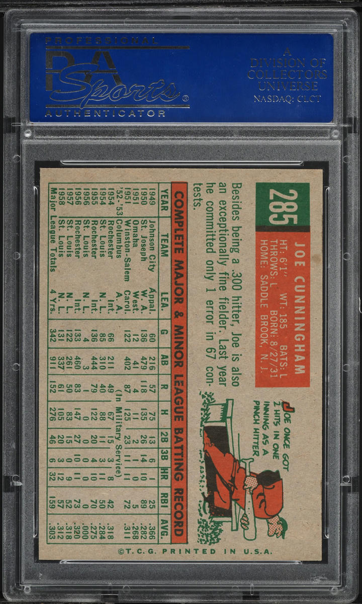 1959 Topps Joe Cunningham #285 PSA 8 NM-MT