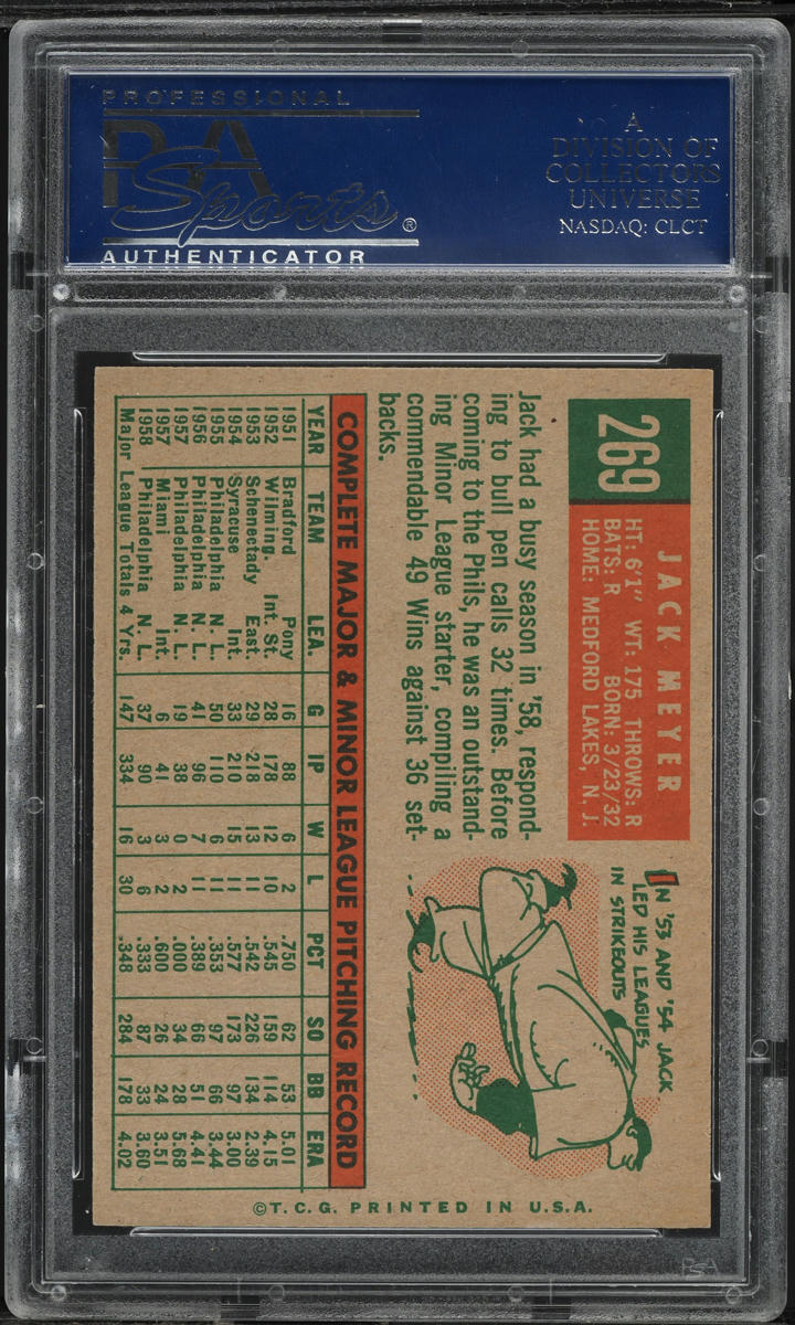 1959 Topps Jack Meyer #269 PSA 8 NM-MT
