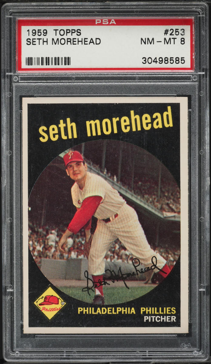 1959 Topps Seth Morehead WHITE BACK #253 PSA 8 NM-MT
