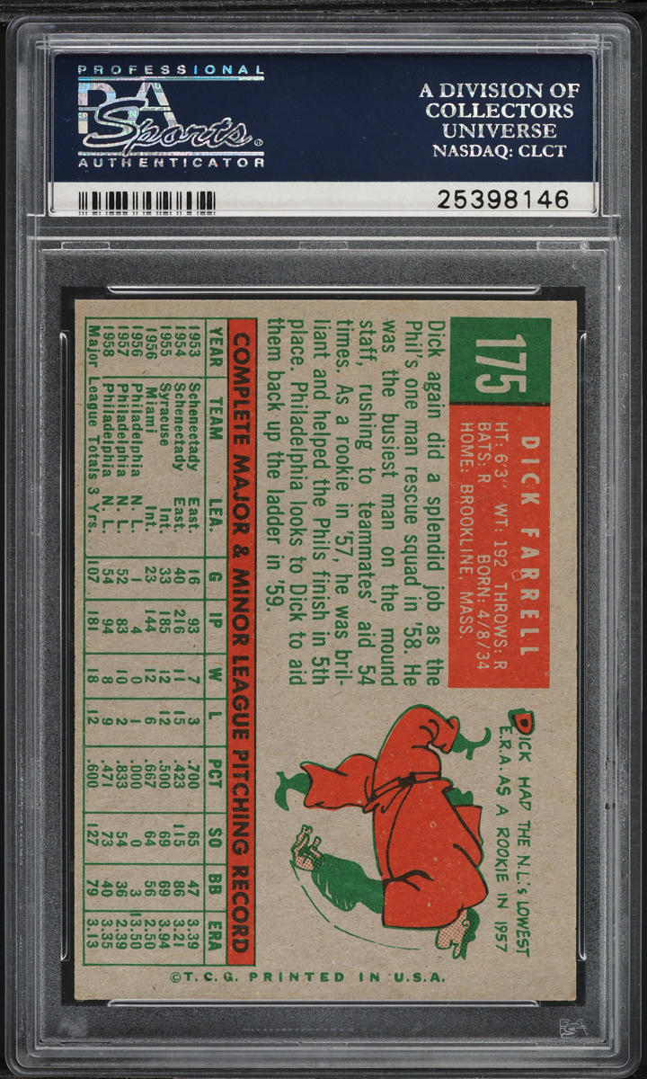 1959 Topps Dick Farrell #175 PSA 8 NM-MT