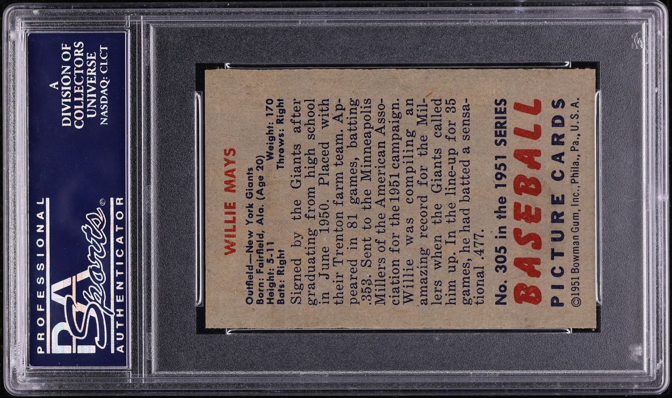 1951 Bowman Willie Mays ROOKIE #305 PSA 7 NRMT