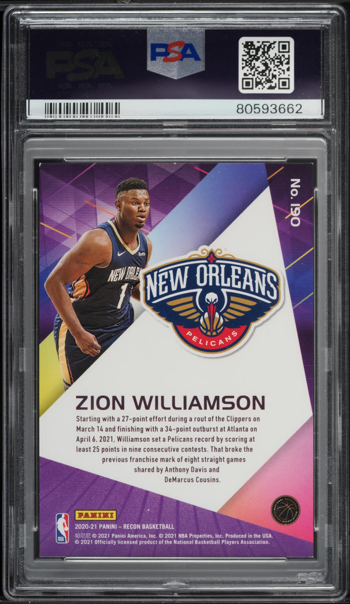 2020 Panini Recon Holo Red Zion Williamson /199 #190 PSA 7 NRMT