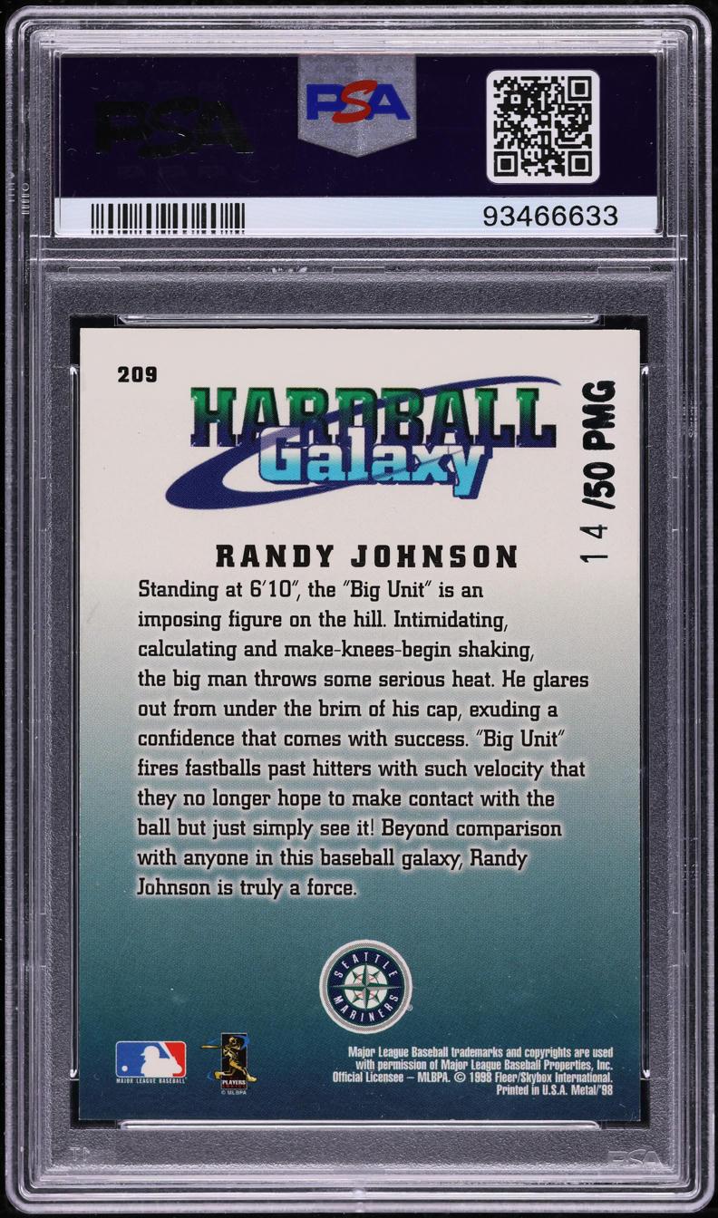 1998 Metal Universe Precious Metal Gems PMG Randy Johnson /50 #209 PSA 9 MINT