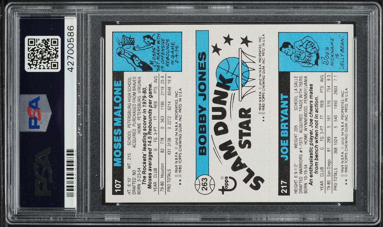 1980 Topps Basketball Joe Bryant Bobby Jones Moses Malone PSA 7 NRMT