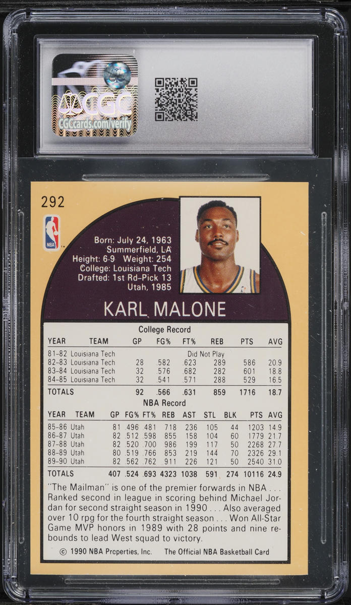 1990 Hoops Karl Malone #292 CGC 8 NM-MT