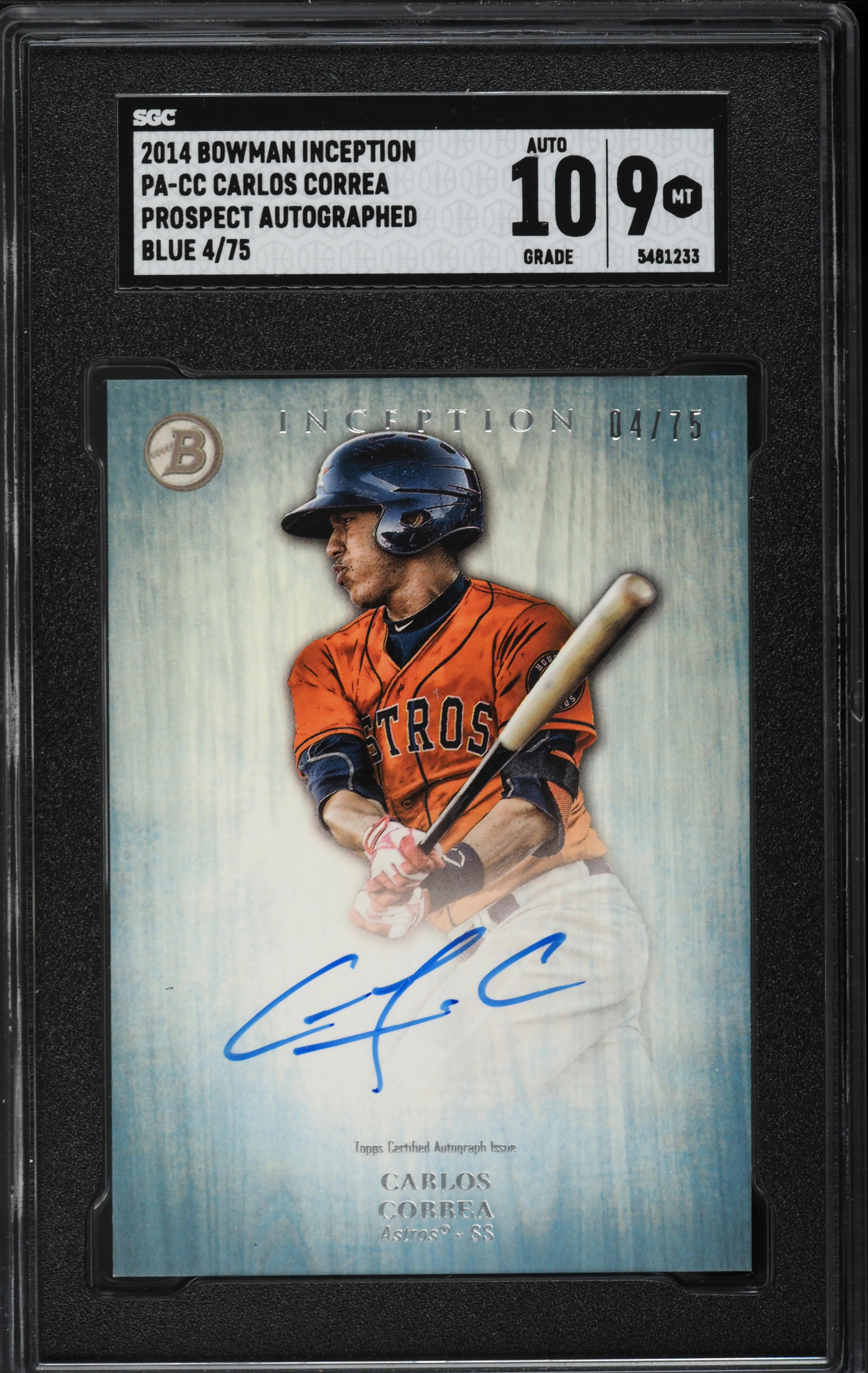 2014 Bowman Inception Blue Carlos Correa PROSPECT AUTO /75 #PA-CC