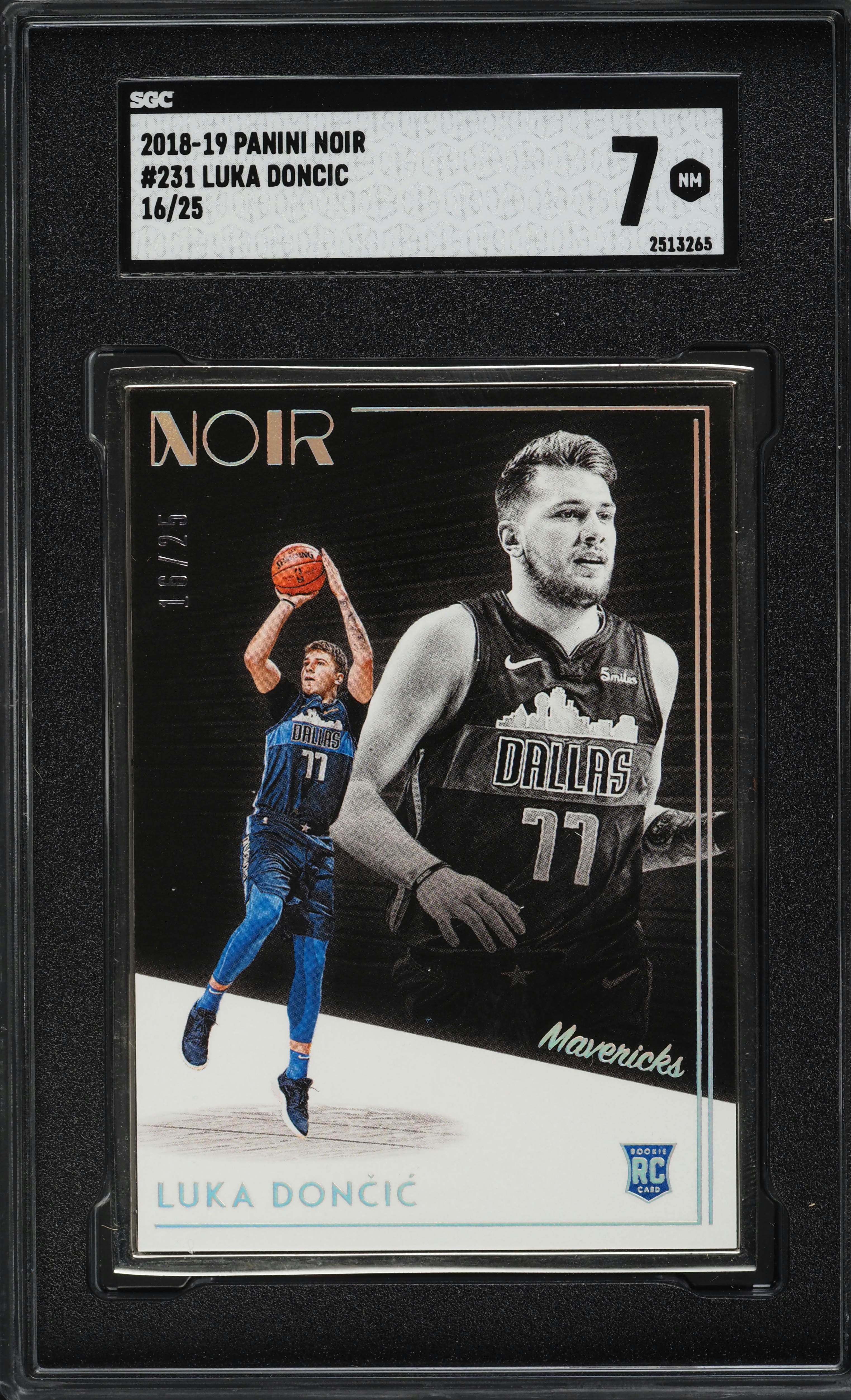 2018 Panini Noir Luka Doncic ROOKIE /25 #231 SGC 7 NRMT on