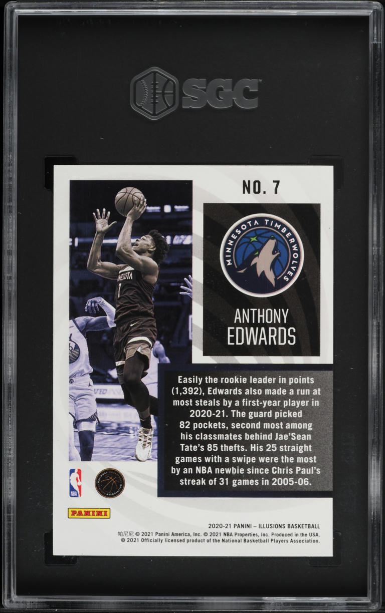2020 Panini Illusions Instant Impact Anthony Edwards ROOKIE #7 SGC 9 MINT