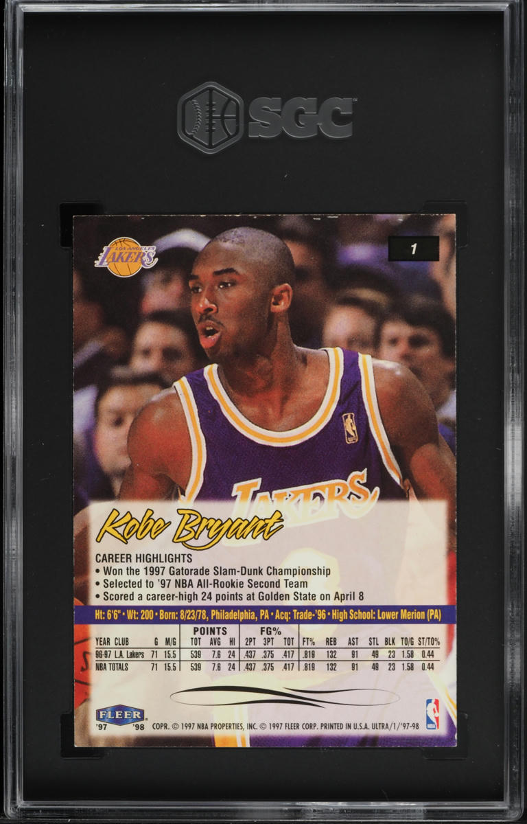1997 Ultra Basketball Kobe Bryant #1 SGC 7 NRMT