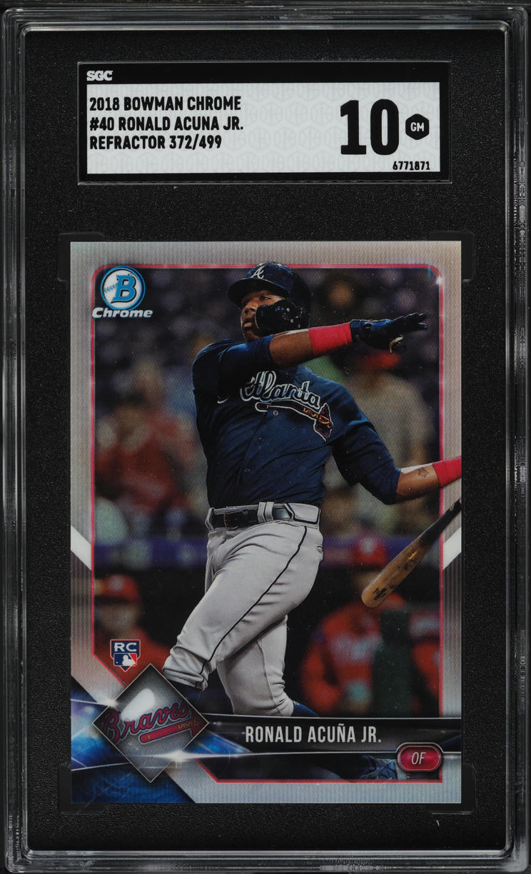 2018 Bowman Chrome Refractor Ronald Acuna Jr. ROOKIE /499 #40 SGC 10 GEM MINT
