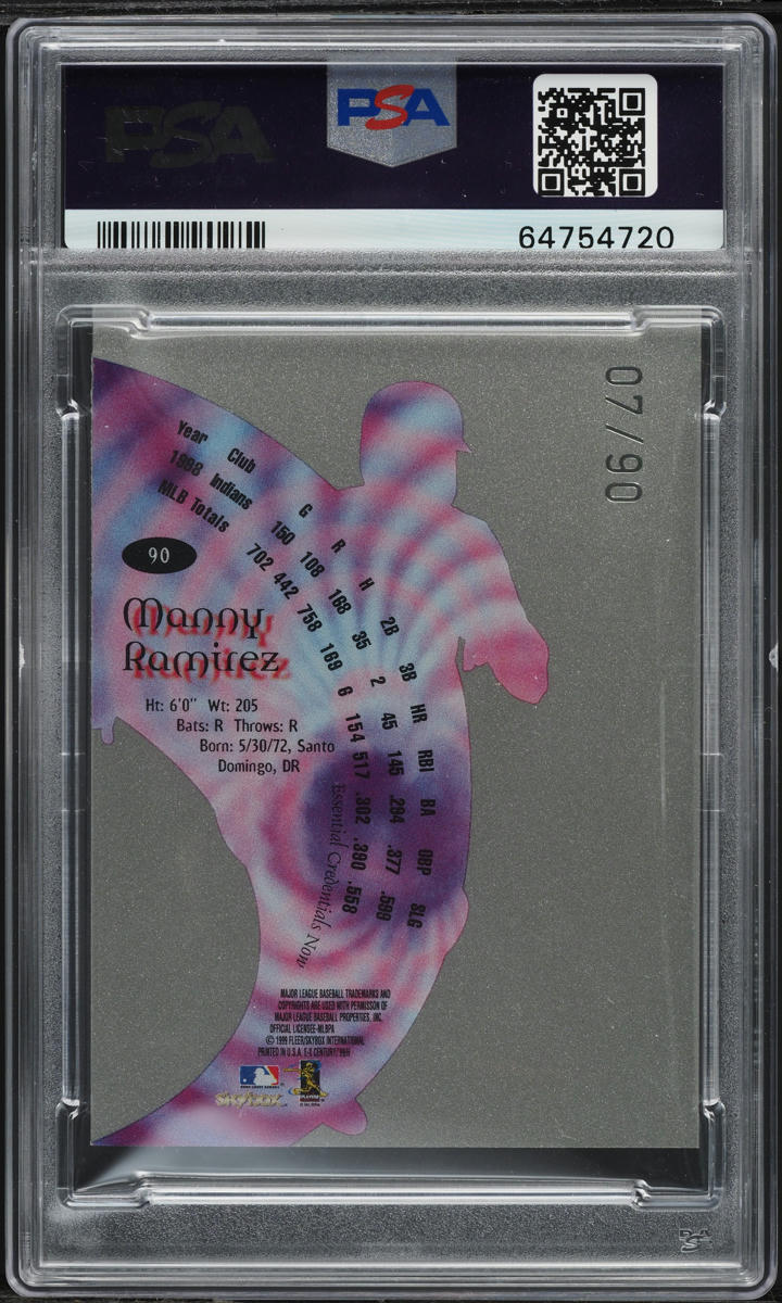 1999 Skybox E-X Century Essential Credentials Now Manny Ramirez /90 #90 PSA 9 MINT