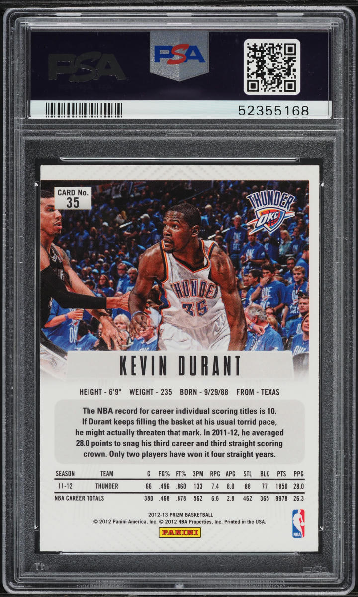 2012 Panini Prizm Kevin Durant #35 PSA 10 GEM MINT