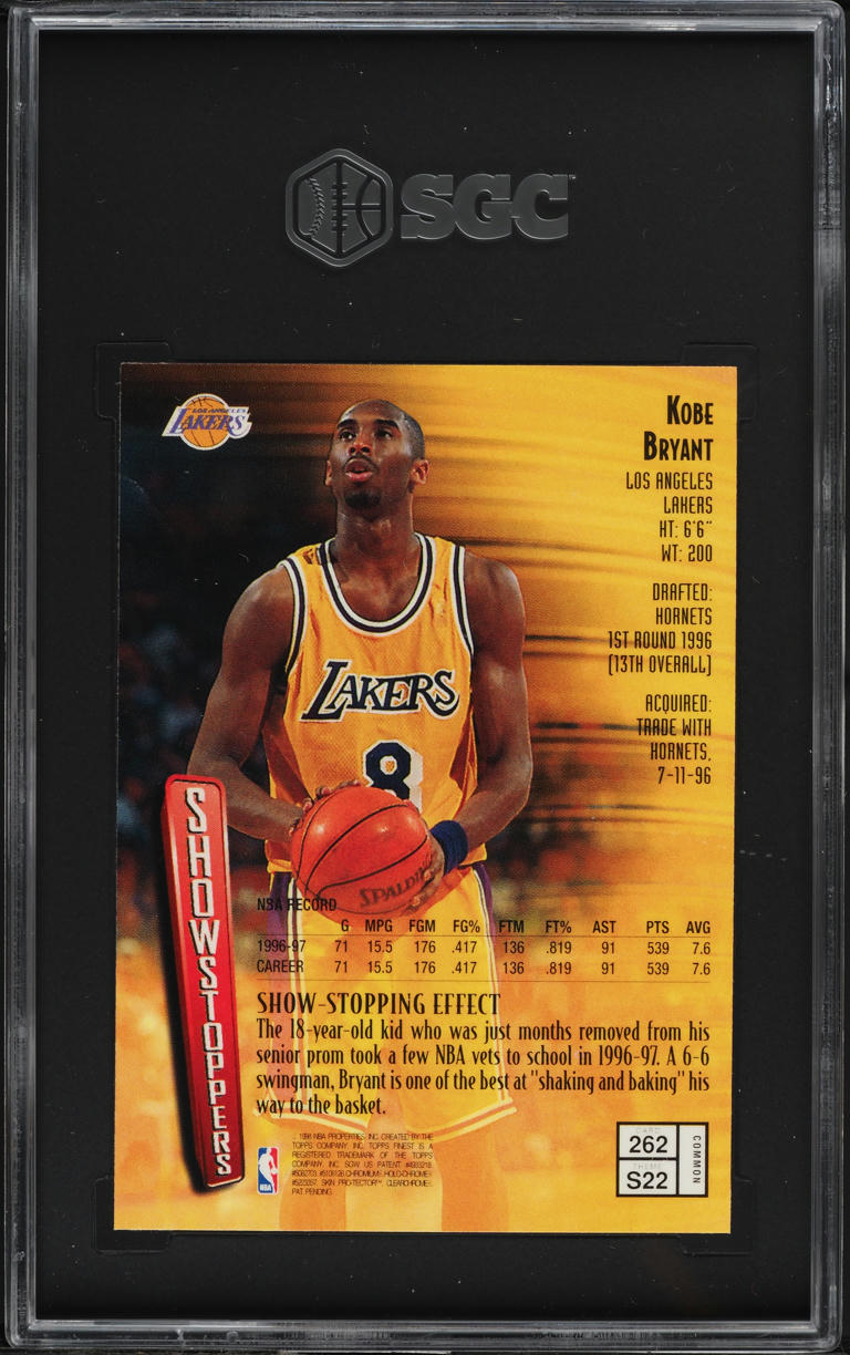 1997 Finest Bronze w/ Coating Kobe Bryant #262 SGC 8 NM-MT