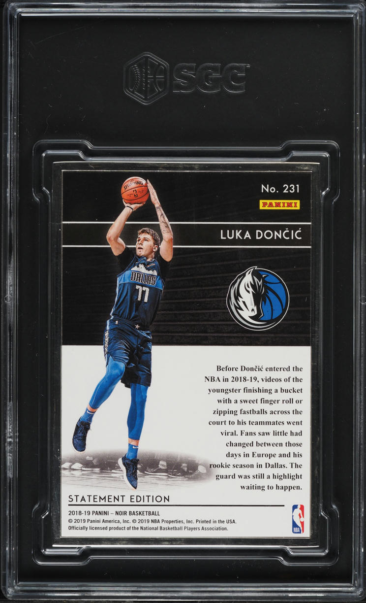 2018 Panini Noir Luka Doncic ROOKIE /25 #231 SGC 7 NRMT on
