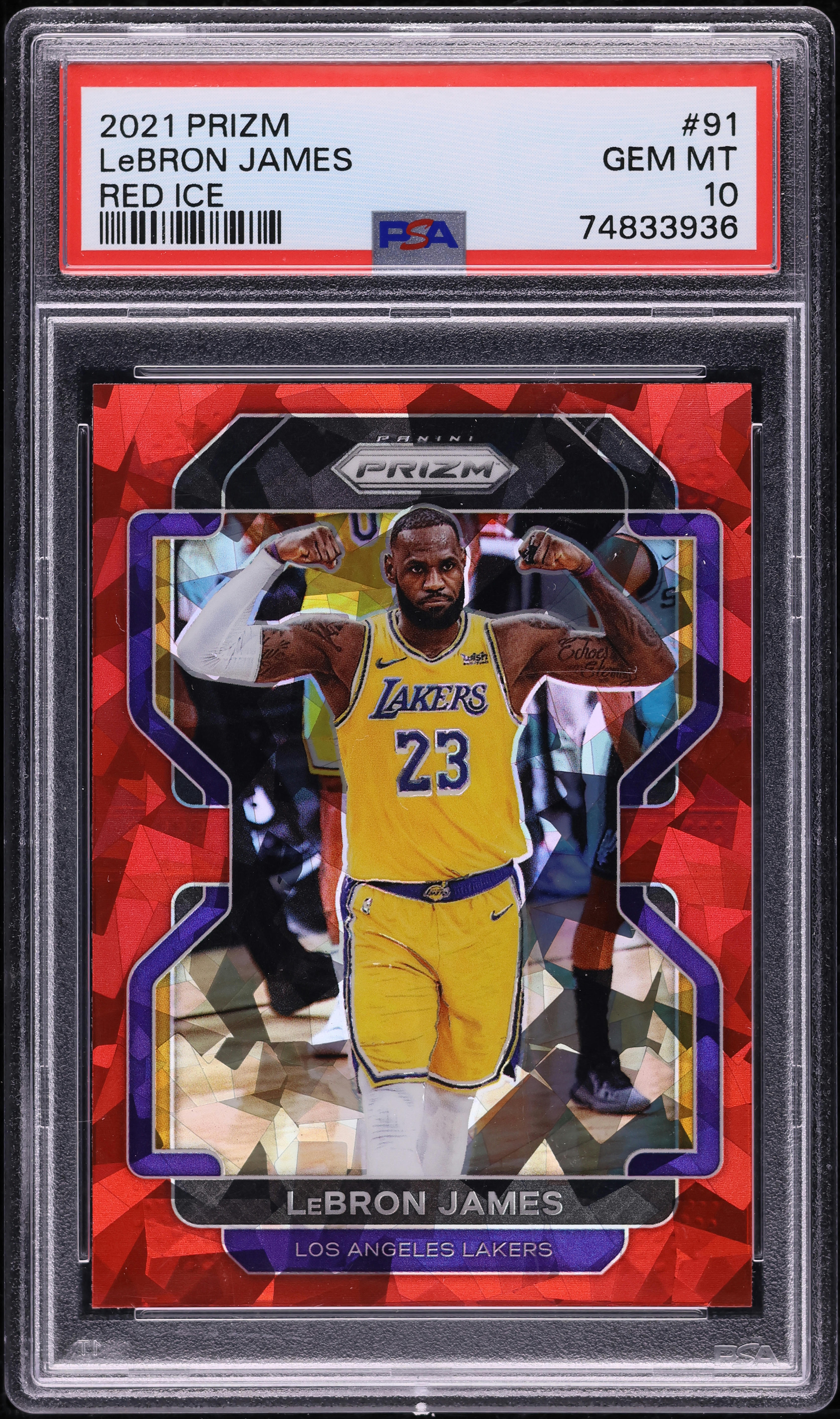 2021 Panini Prizm Red Ice LeBron James #91 PSA 10 GEM MINT on