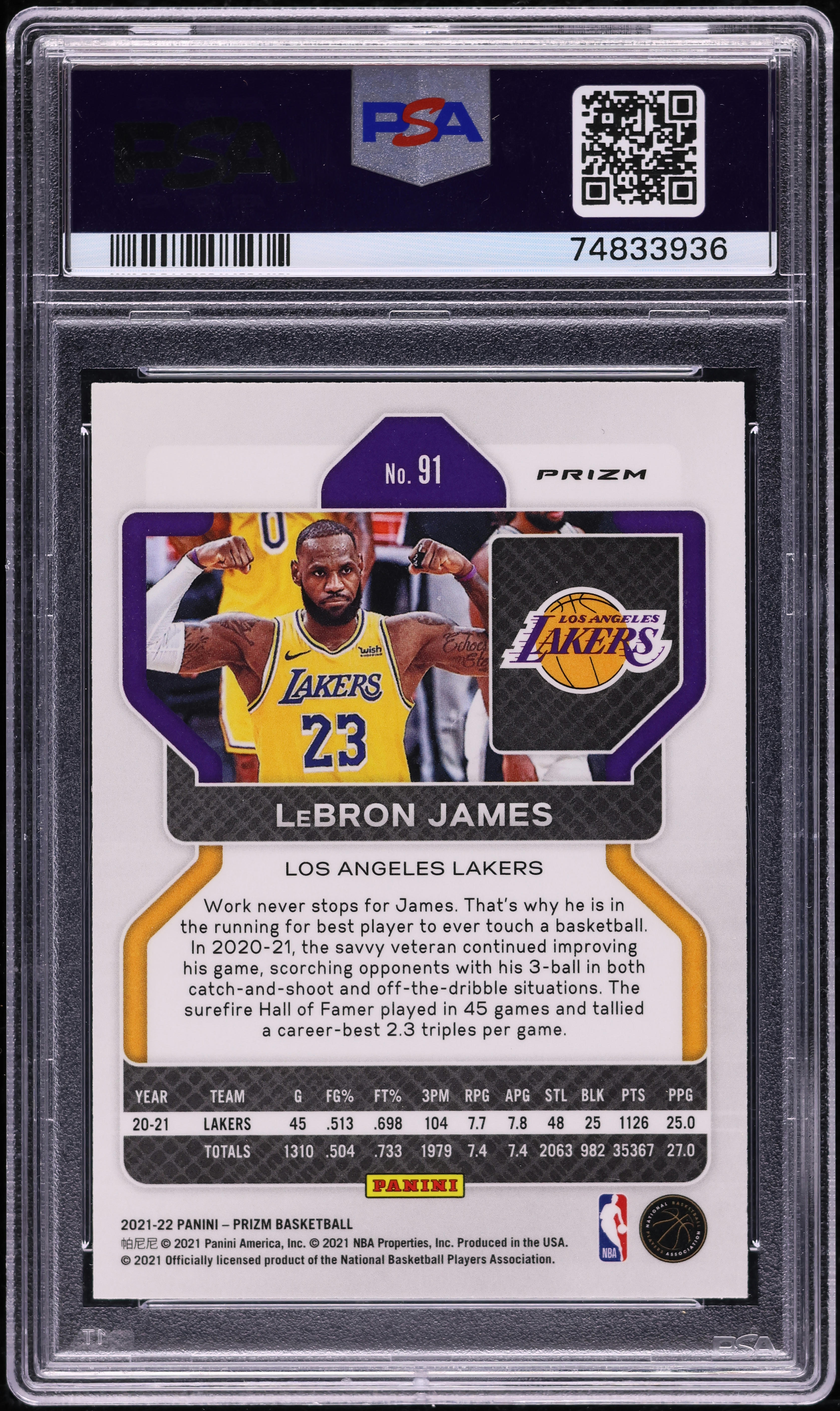 2021 Panini Prizm Red Ice LeBron James #91 PSA 10 GEM MINT on