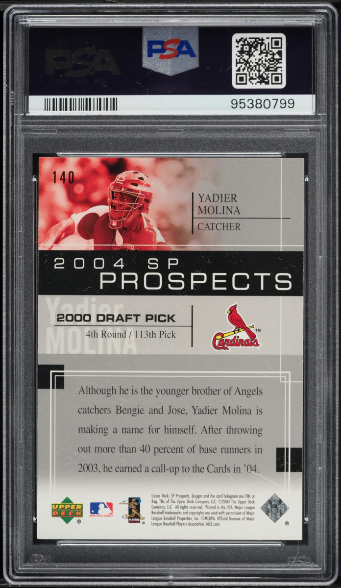2004 SP Prospects Yadier Molina ROOKIE #140 PSA 8 NM-MT
