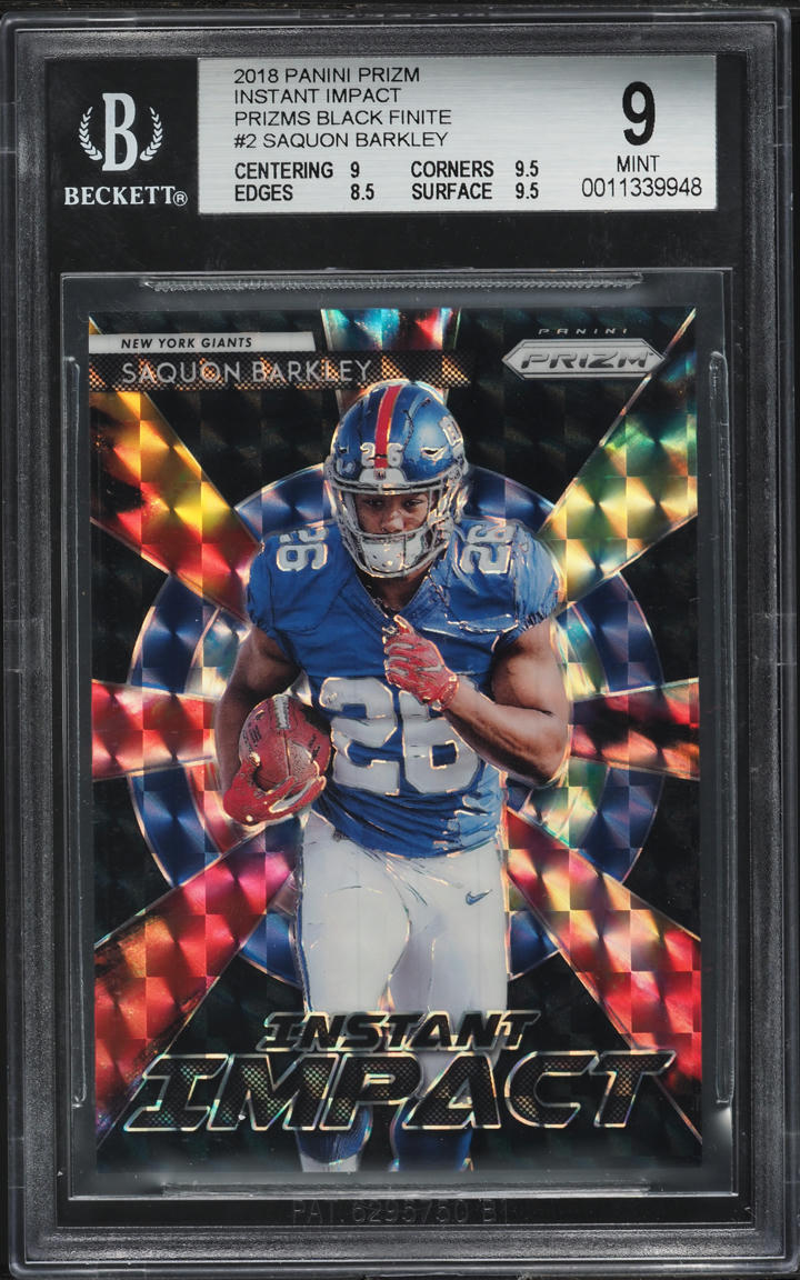 2018 Panini Prizm Instant Impact Black Finite Saquon Barkley ROOKIE 1/1 BGS 9