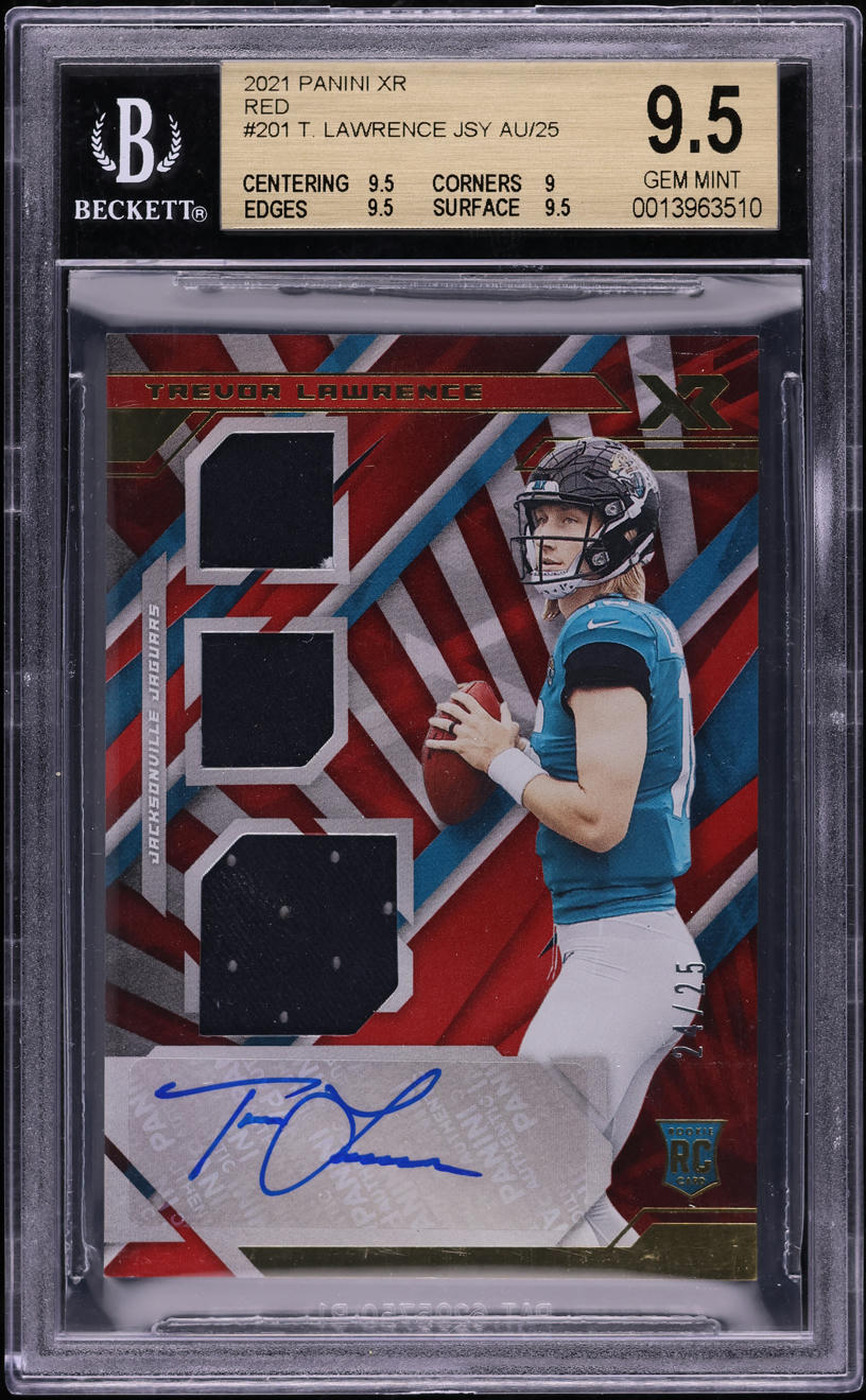2021 Panini XR Red Trevor Lawrence ROOKIE PATCH AUTO /25 #201 BGS