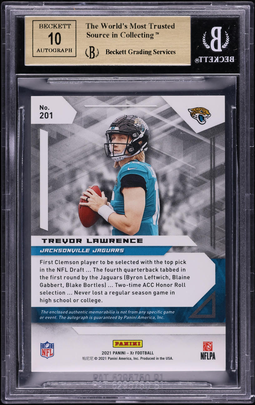 2021 Panini XR Red Trevor Lawrence ROOKIE PATCH AUTO /25 #201 BGS