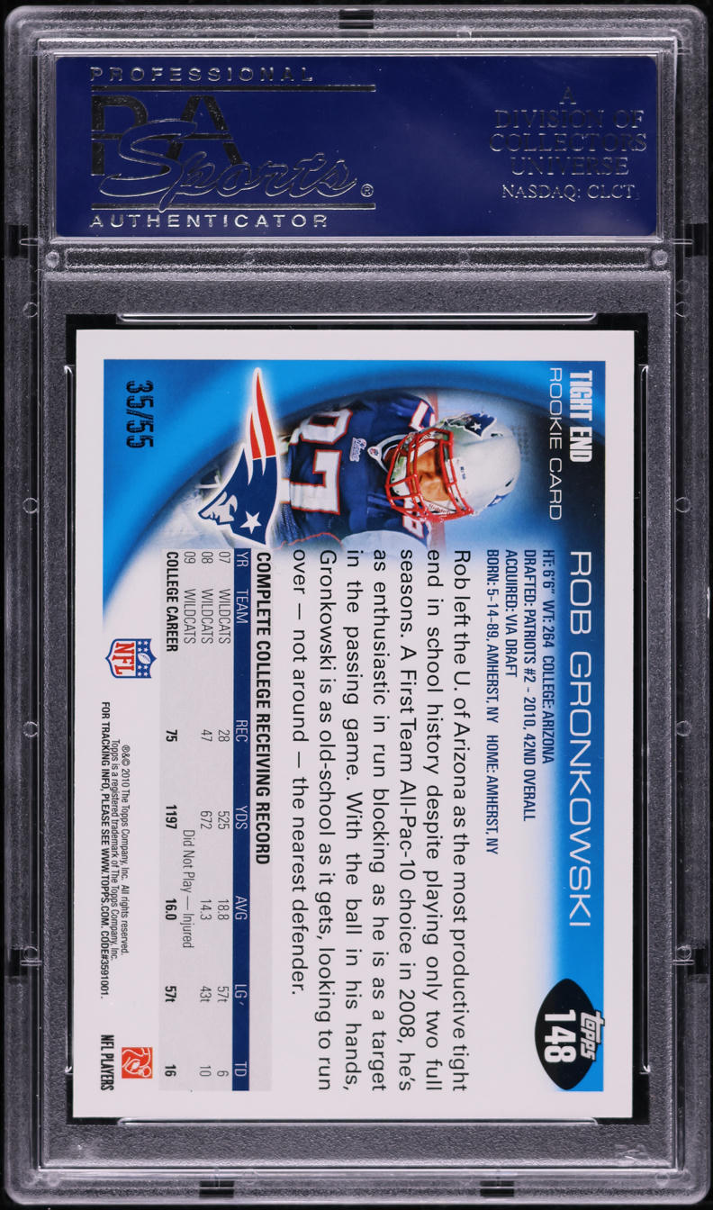 2010 Topps Black Rob Gronkowski ROOKIE /55 #148 PSA 9 MINT