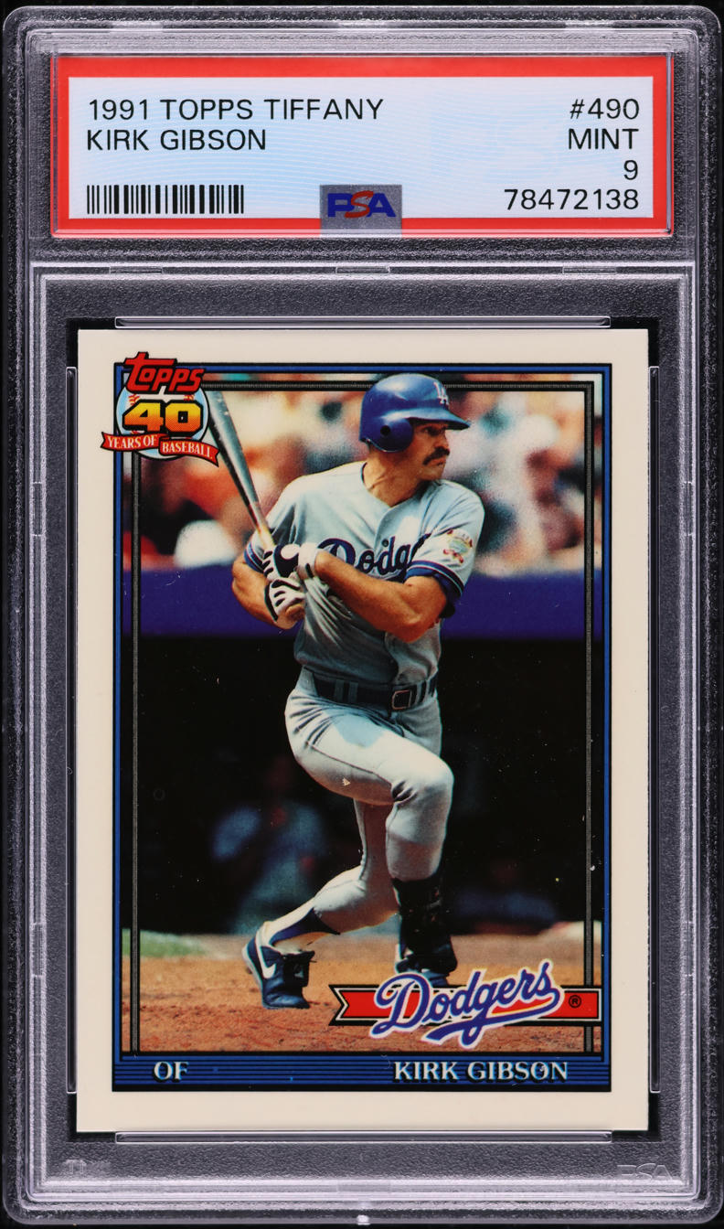 1991 Topps Tiffany Kirk Gibson #490 PSA 9 MINT