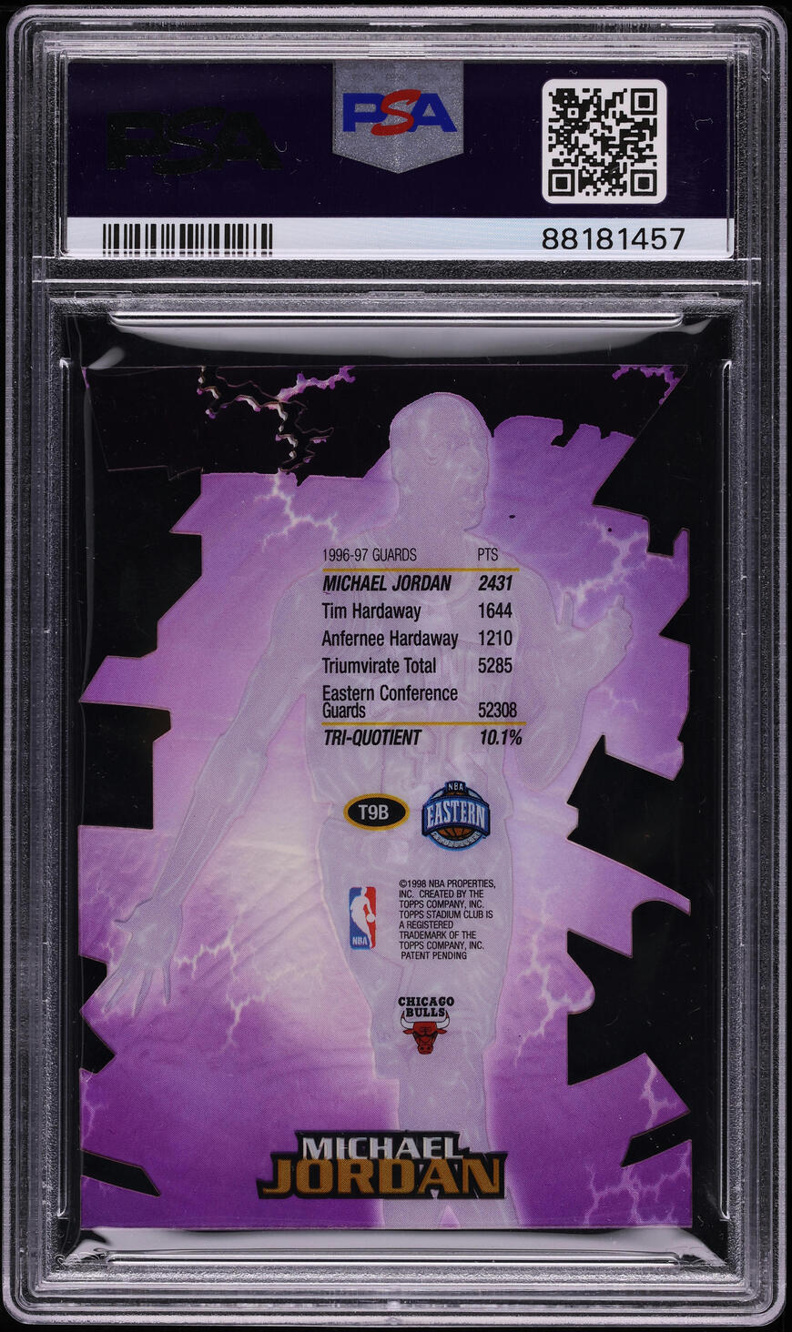1997 Stadium Club Triumvirate Illuminator Michael Jordan #T9B PSA 9 MINT