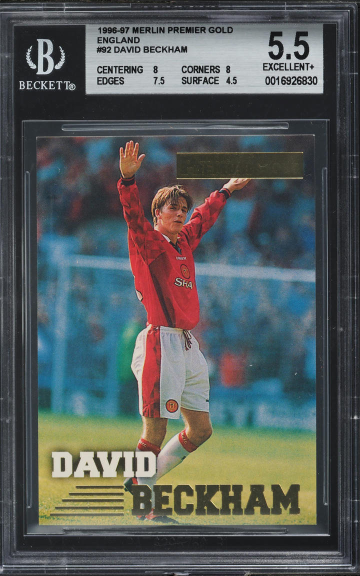 1996 Merlin Premier Gold England David Beckham ROOKIE #92 BGS 5.5 EX+