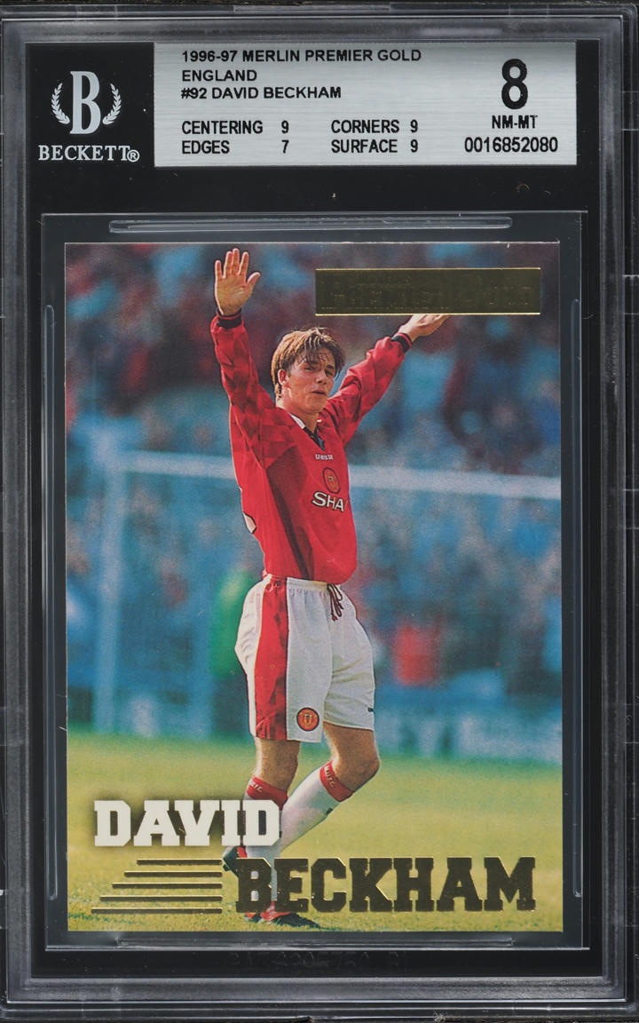 1996 Merlin Premier Gold England David Beckham ROOKIE #92 BGS 8 NM