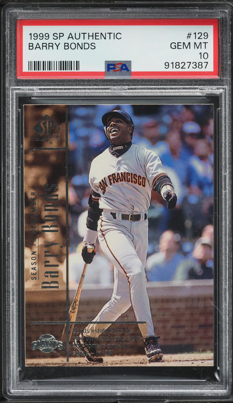 1999 SP Authentic Barry Bonds /2700 #129 PSA 10 GEM MINT on