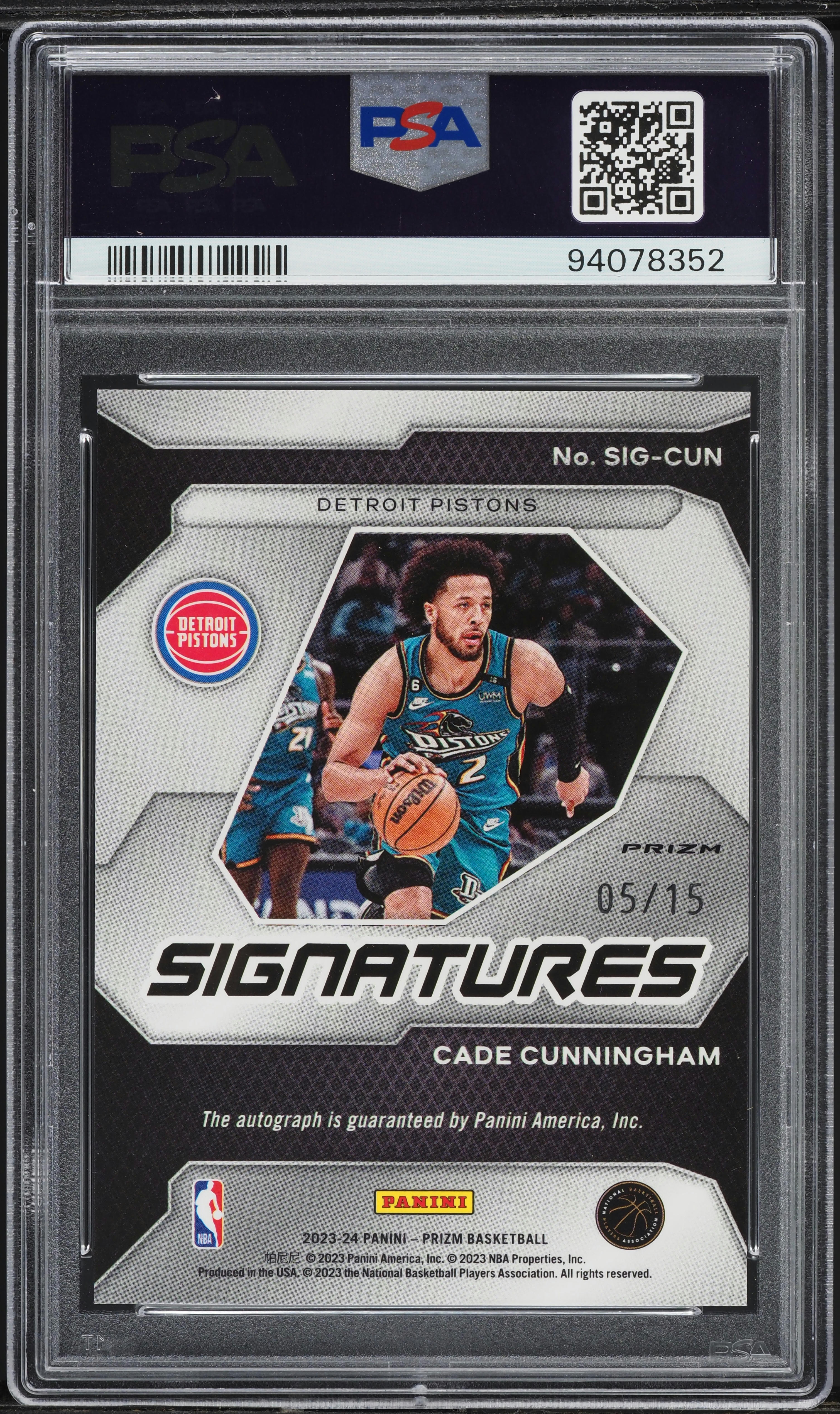 2023 Panini Prizm Snakeskin Prizm Cade Cunningham AUTO /15 #SIG