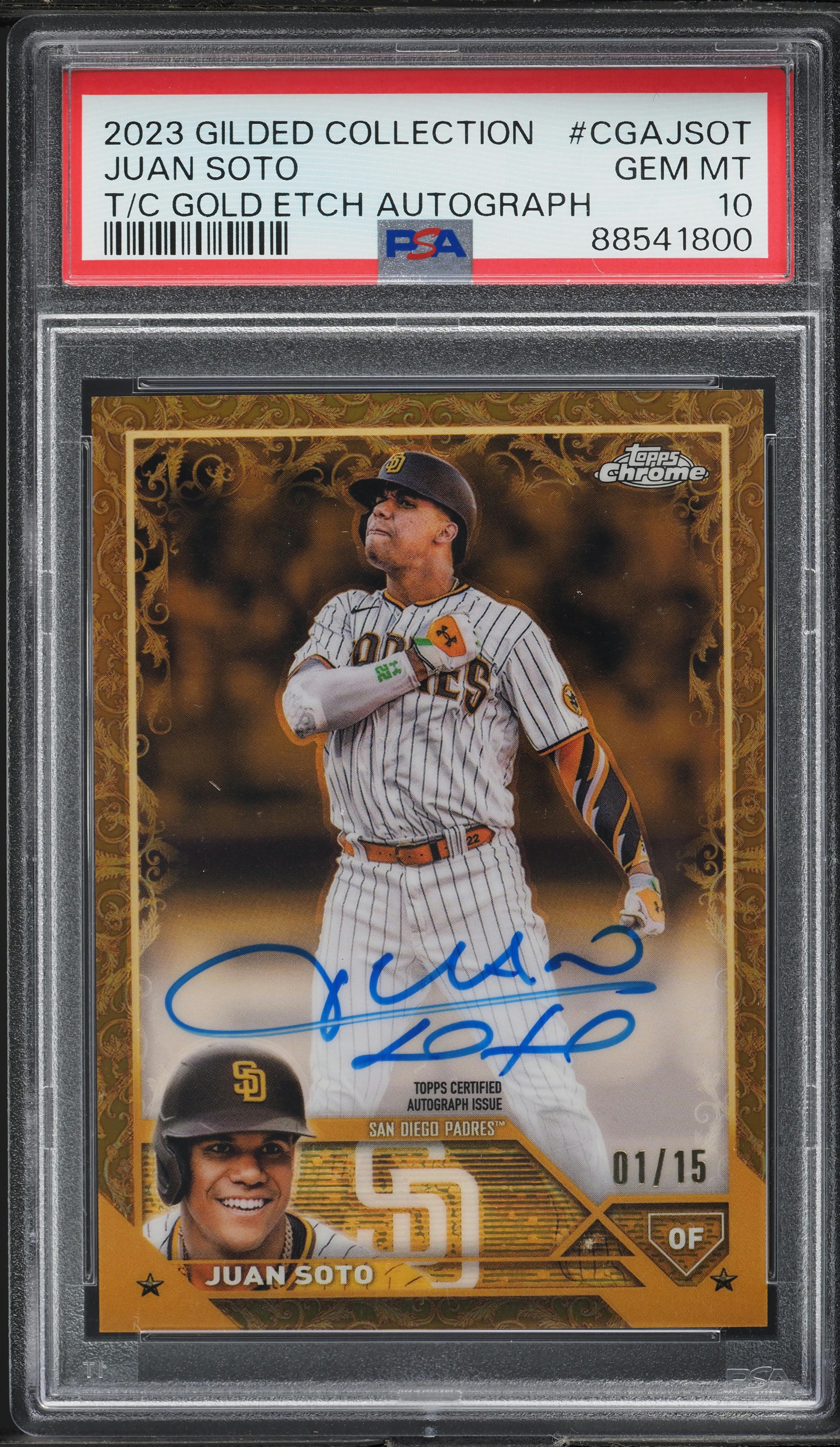2023 Topps Chrome Gilded Collection Gold Etch Juan Soto AUTO 1/15 