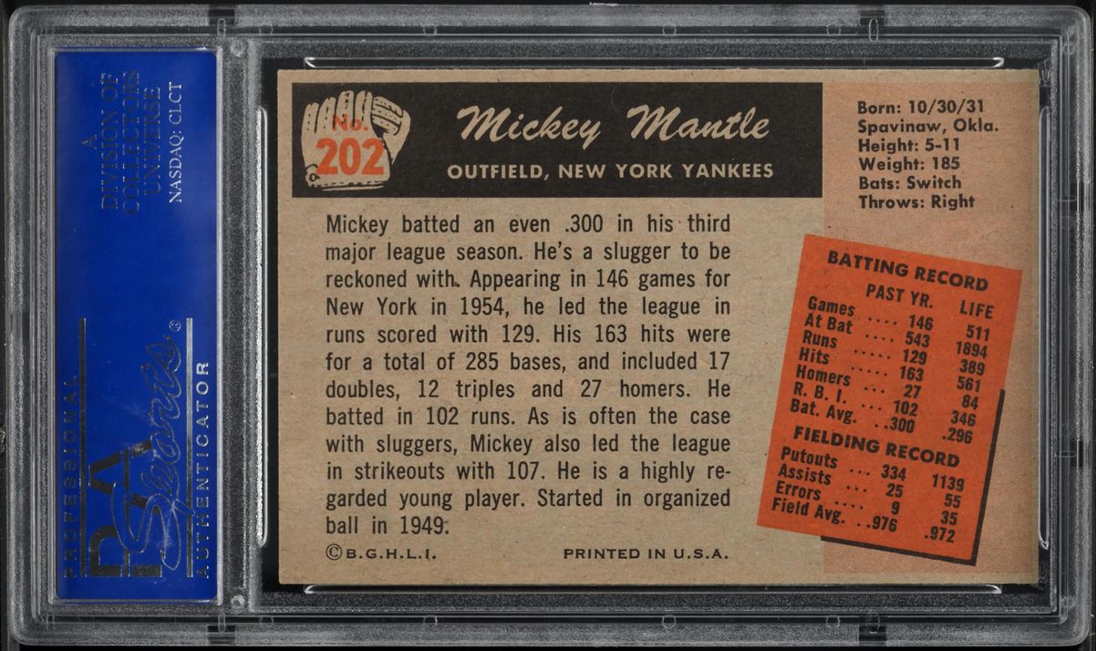 1955 Bowman Mickey Mantle #202 PSA 8 NM-MT